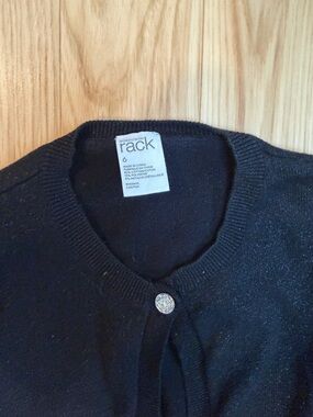 Nordstrom sparkly Black girl’s Cardigan and coordinated black H&M pants